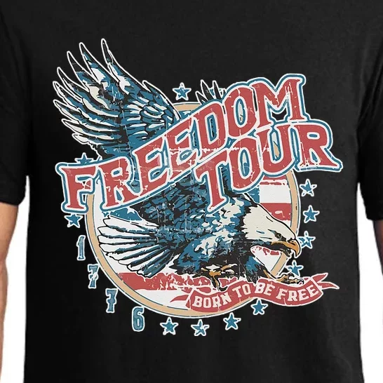 Freedom Tour Born To Be Free 4th Of July 1776 Eagle USA Flag Pajama Set