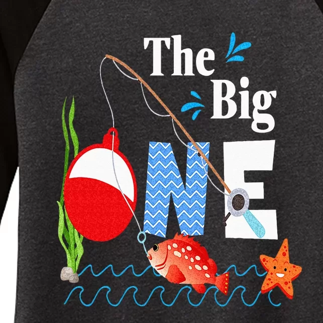 Fishing The Big One Year 1st First Birthday Little Fisherman Women's Tri-Blend 3/4-Sleeve Raglan Shirt