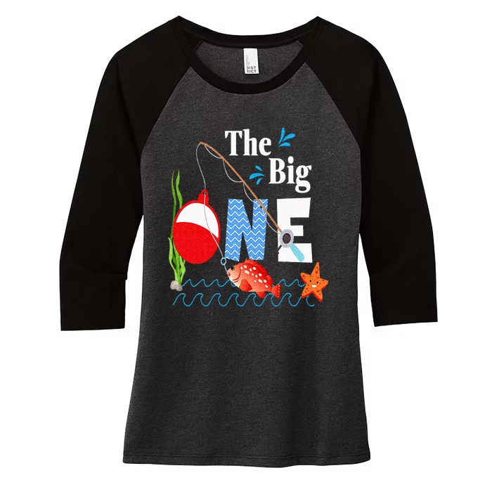 Fishing The Big One Year 1st First Birthday Little Fisherman Women's Tri-Blend 3/4-Sleeve Raglan Shirt