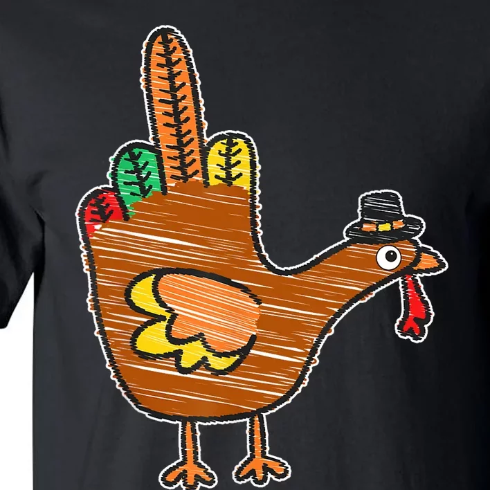 Flipping The Bird Thanksgiving Turkey Funny Drawing Tall T-Shirt