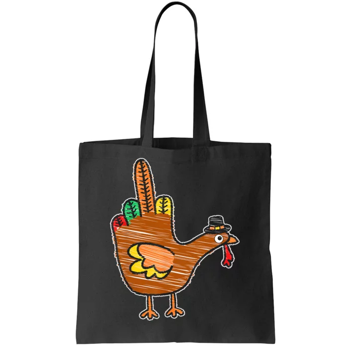 Flipping The Bird Thanksgiving Turkey Funny Drawing Tote Bag