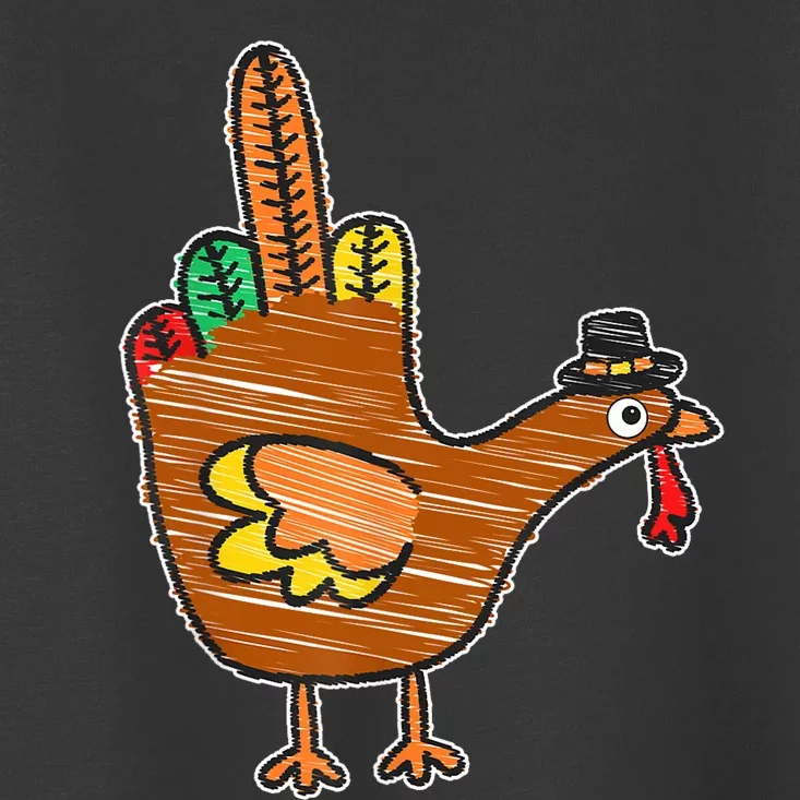 Flipping The Bird Thanksgiving Turkey Funny Drawing Toddler T-Shirt