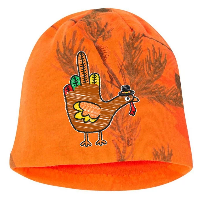 Flipping The Bird Thanksgiving Turkey Funny Drawing Kati - Camo Knit Beanie