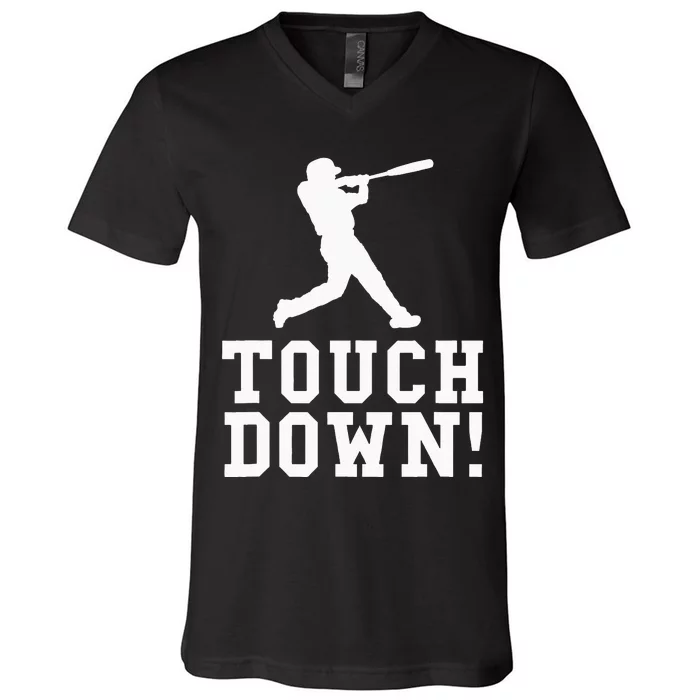 Funny Touchdown Baseball Football Sports Gift V-Neck T-Shirt