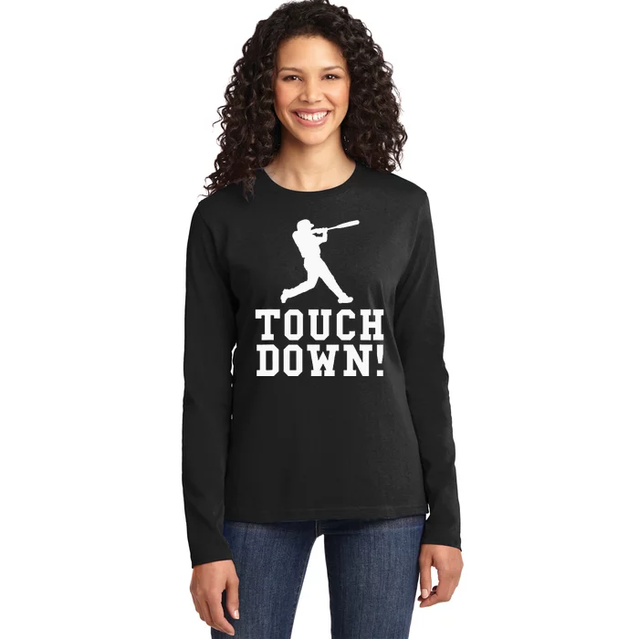 Funny Touchdown Baseball Football Sports Gift Ladies Long Sleeve Shirt