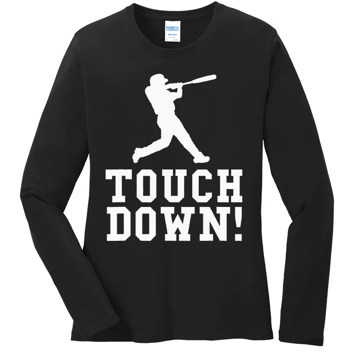 Funny Touchdown Baseball Football Sports Gift Ladies Long Sleeve Shirt