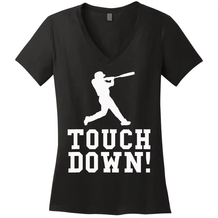 Funny Touchdown Baseball Football Sports Gift Women's V-Neck T-Shirt