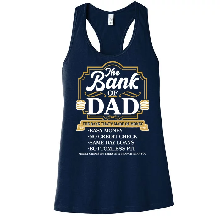 Funny The Bank Of Dad The Bank That's Made Of Money Women's Racerback Tank