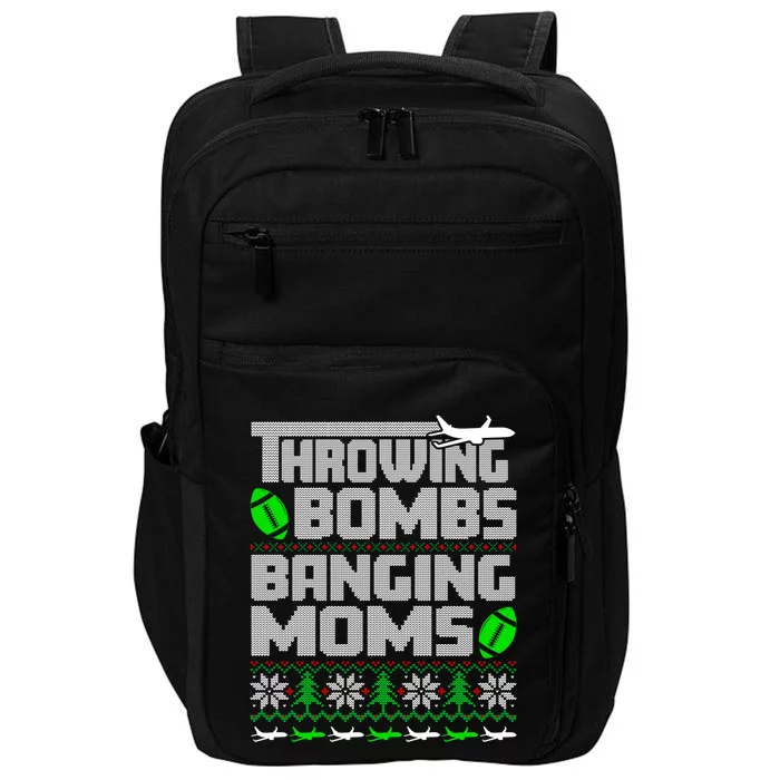 Football Throwing Bombs Banging Moms Ugly Christmas Sweater Gift Impact Tech Backpack