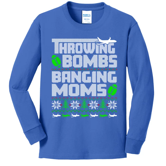 Football Throwing Bombs Banging Moms Ugly Christmas Sweater Gift Kids Long Sleeve Shirt