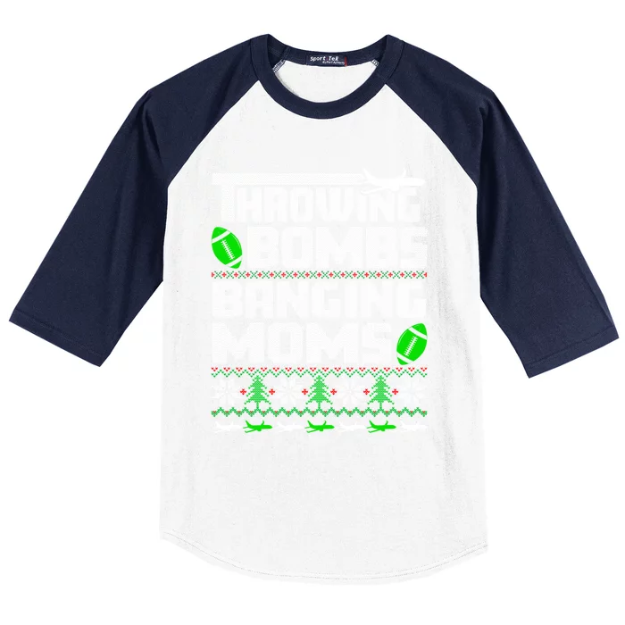 Football Throwing Bombs Banging Moms Ugly Christmas Sweater Gift Baseball Sleeve Shirt