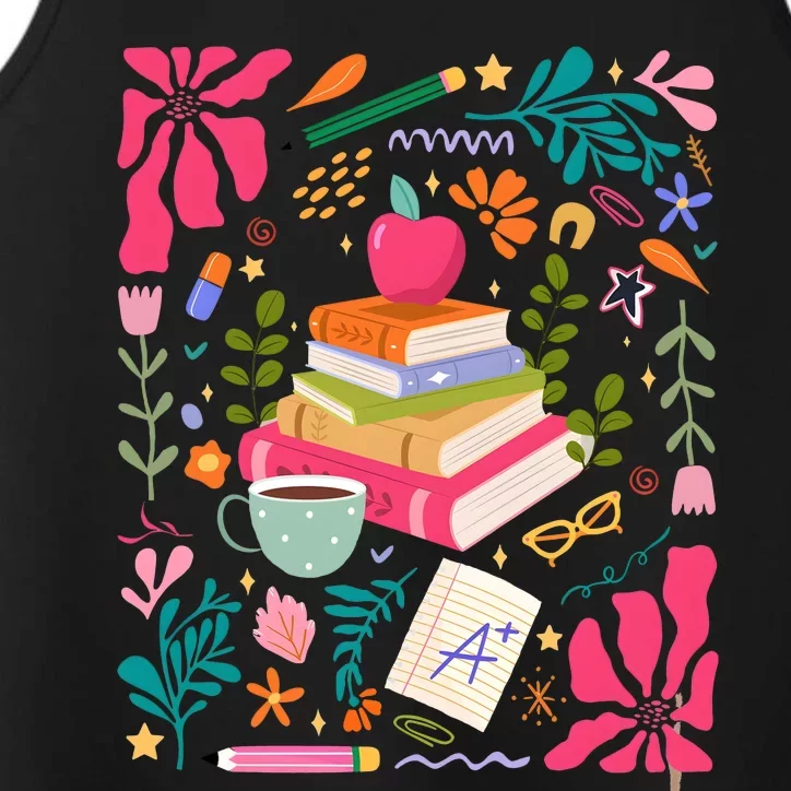 Floral Teacher Back To School Fall Performance Tank