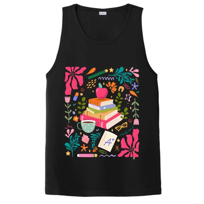 Floral Teacher Back To School Fall Performance Tank