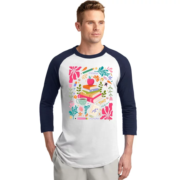 Floral Teacher Back To School Fall Baseball Sleeve Shirt