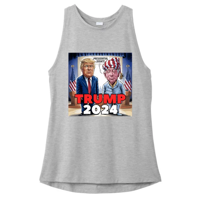 Funny Trump Biden Presidential Election Debate 2024 Ladies Tri-Blend Wicking Tank