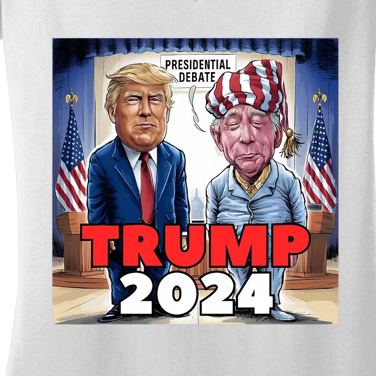 Funny Trump Biden Presidential Election Debate 2024 Women's V-Neck T-Shirt