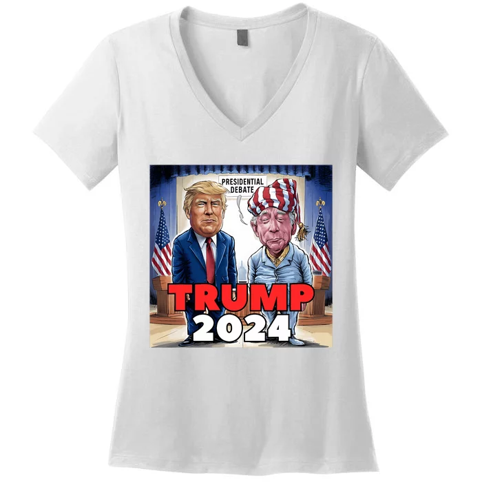 Funny Trump Biden Presidential Election Debate 2024 Women's V-Neck T-Shirt