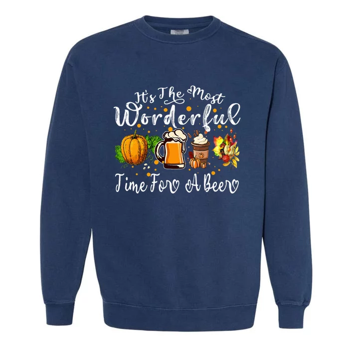 Fall Thanksgiving Beer Festive Celebration Garment-Dyed Sweatshirt