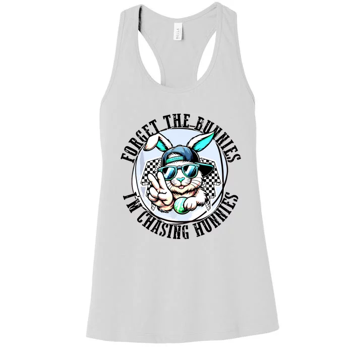 Forget The Bunnies Im Chasing Hunnies Easter Bunny Women's Racerback Tank