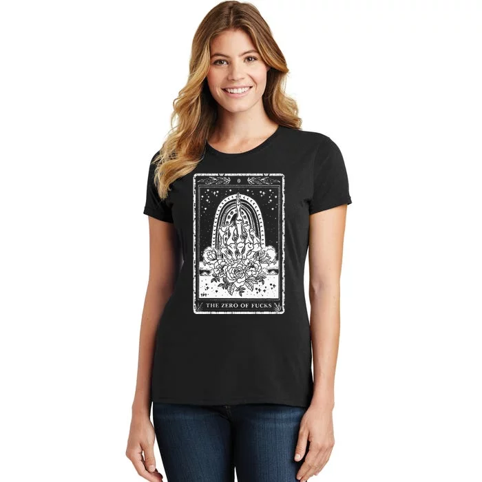 Funny Tarot Card Zero Of Fucks Occult Tarot Reader Reading Women's T-Shirt