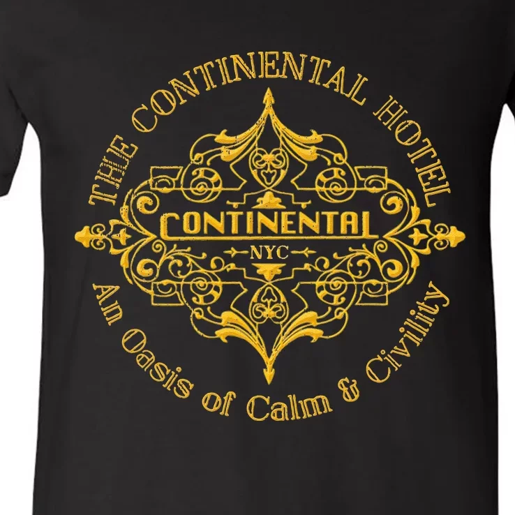 Funny The Continental Hotel Ne York City Vintage V-Neck T-Shirt