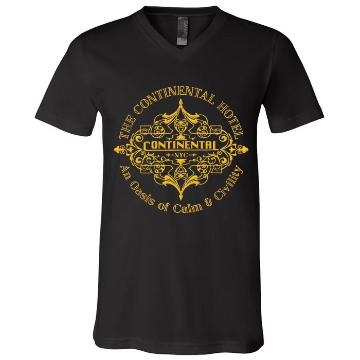 Funny The Continental Hotel Ne York City Vintage V-Neck T-Shirt