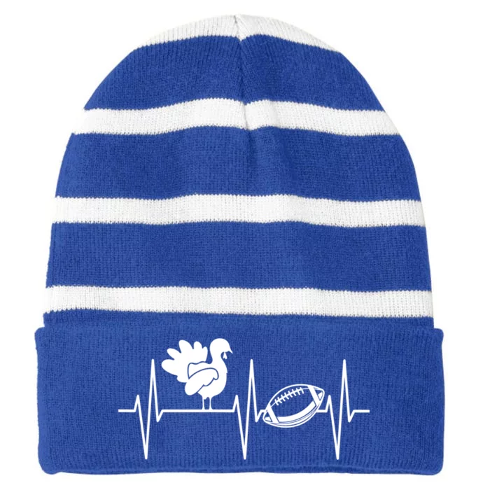 Football Turkey Cool Gift Thanksgiving Turkey And Football Gift Striped Beanie with Solid Band