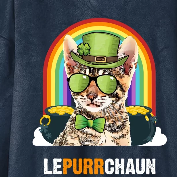 Funny Toyger Cat Lepurrchaun St Patricks Day Gift Hooded Wearable Blanket