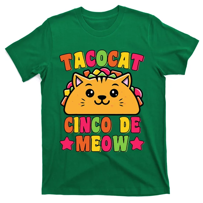 Funny Taco Cat Pun Tacocat Cute Taco Lover Cinco De Meow T-Shirt