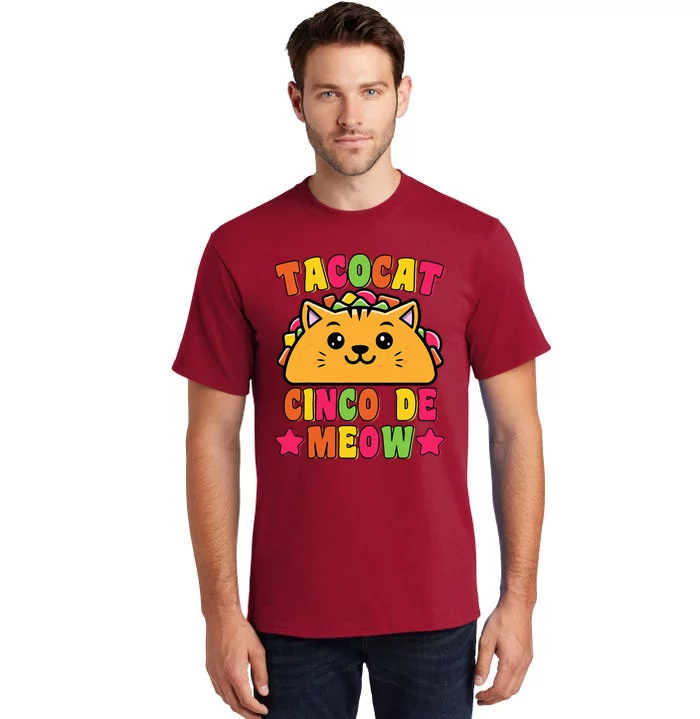 Funny Taco Cat Pun Tacocat Cute Taco Lover Cinco De Meow Tall T-Shirt