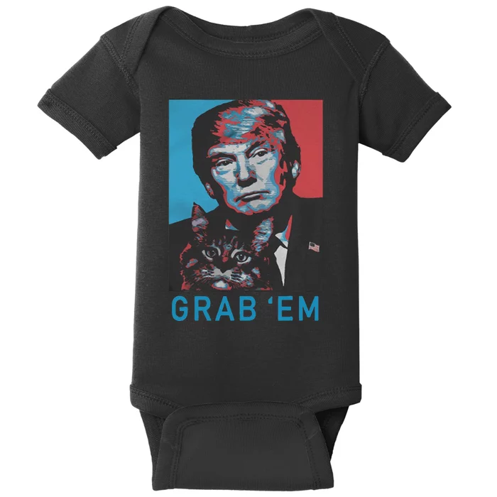 Funny Trump Cat Grab Em Vintage Retro Trump Gift Baby Bodysuit