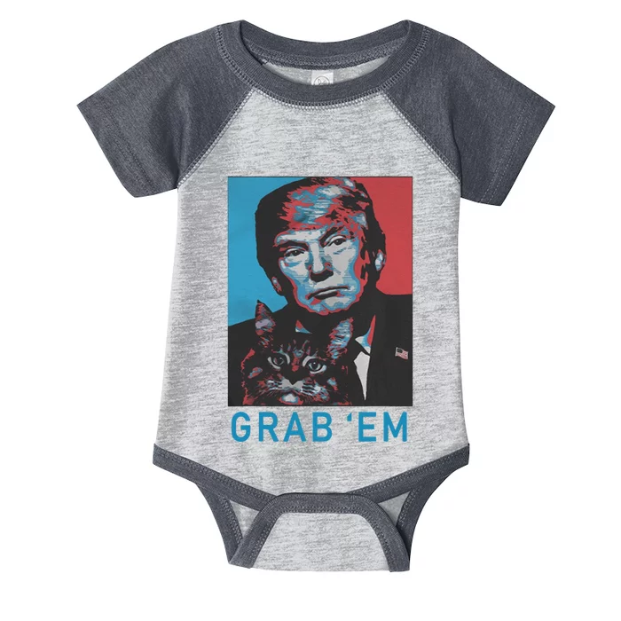 Funny Trump Cat Grab Em Vintage Retro Trump Gift Infant Baby Jersey Bodysuit