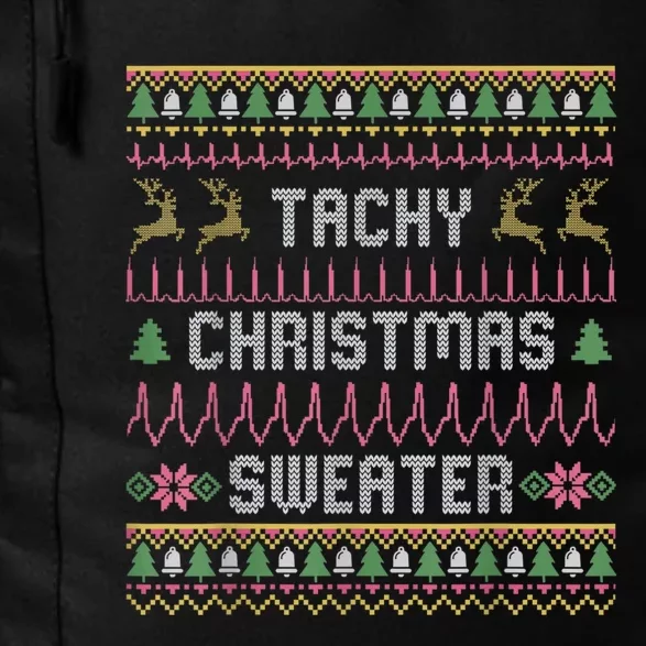 Funny Tachy Christmas Sweater Medical Cardiac Icu Nurse Ugly Daily Commute Backpack