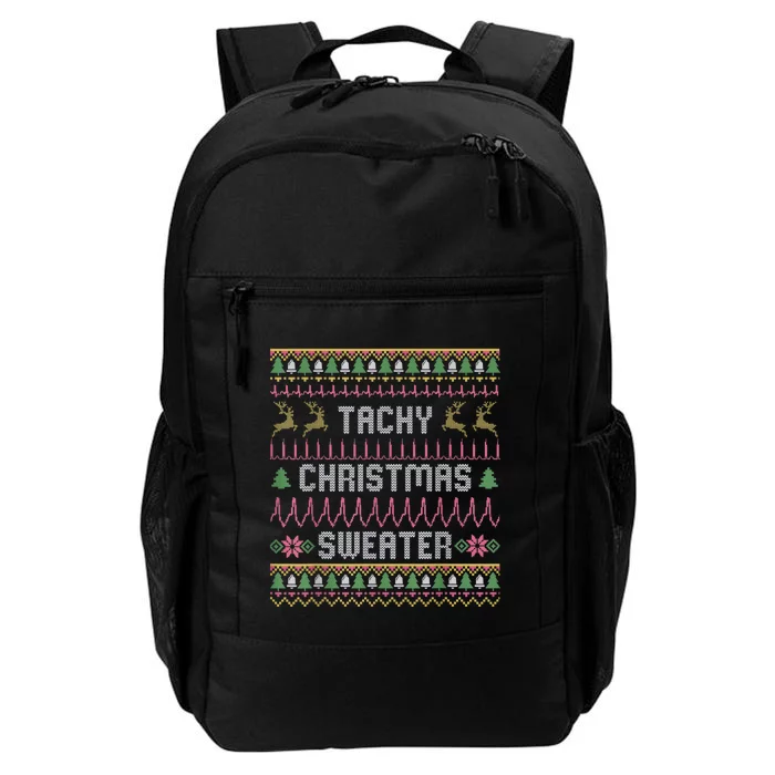 Funny Tachy Christmas Sweater Medical Cardiac Icu Nurse Ugly Daily Commute Backpack