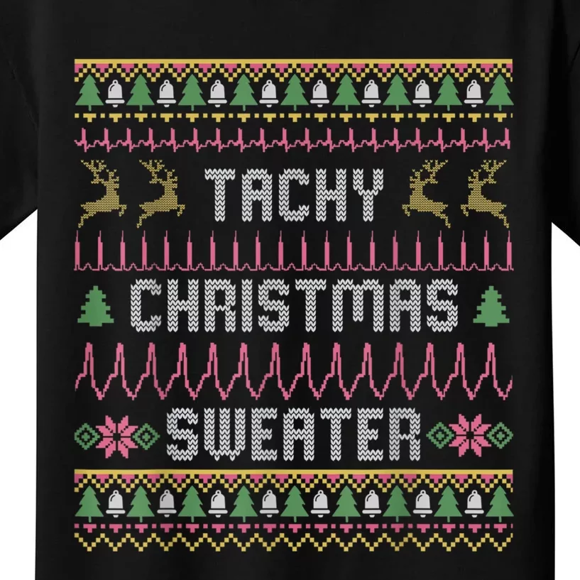 Funny Tachy Christmas Sweater Medical Cardiac Icu Nurse Ugly Kids T-Shirt