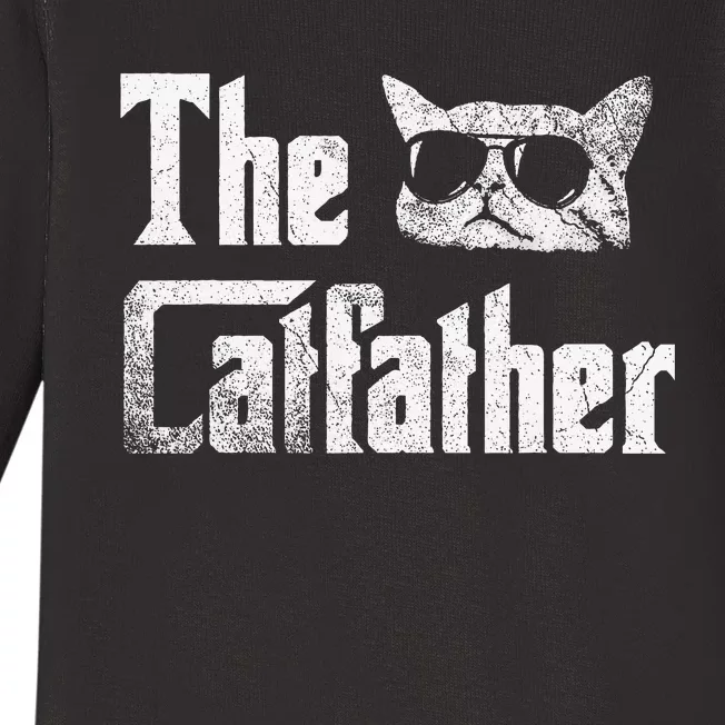 Funny The Catfather Cool Cat Daddy Glasses Gift Baby Long Sleeve Bodysuit