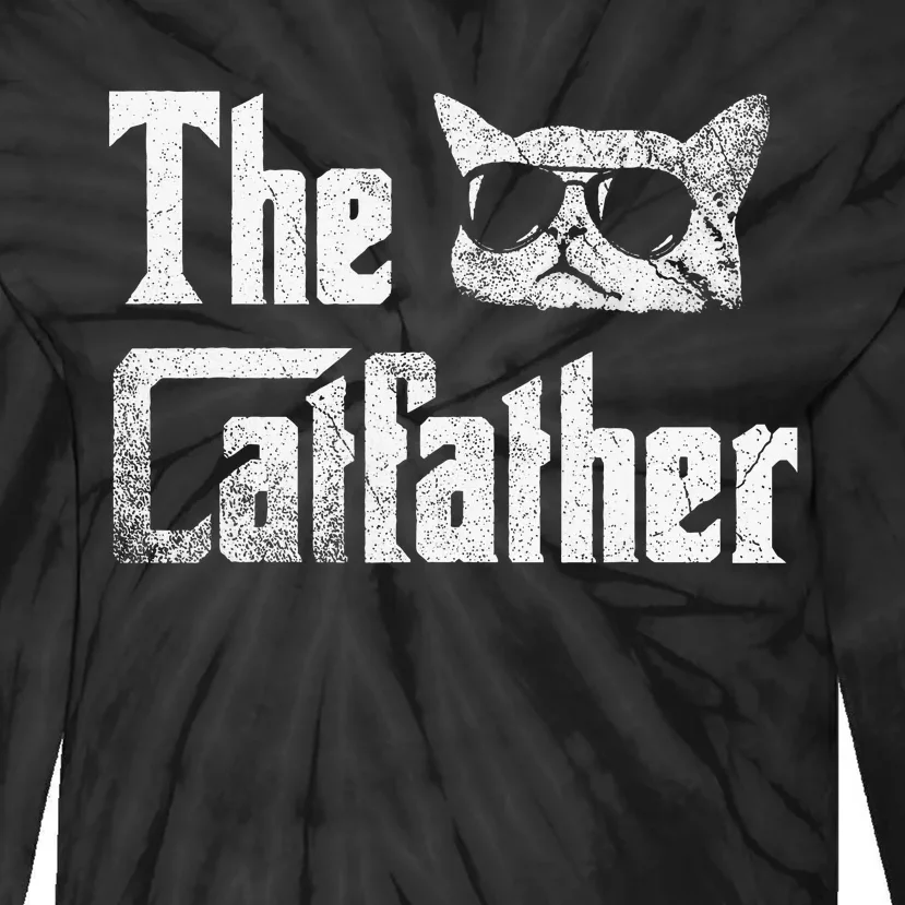 Funny The Catfather Cool Cat Daddy Glasses Gift Tie-Dye Long Sleeve Shirt