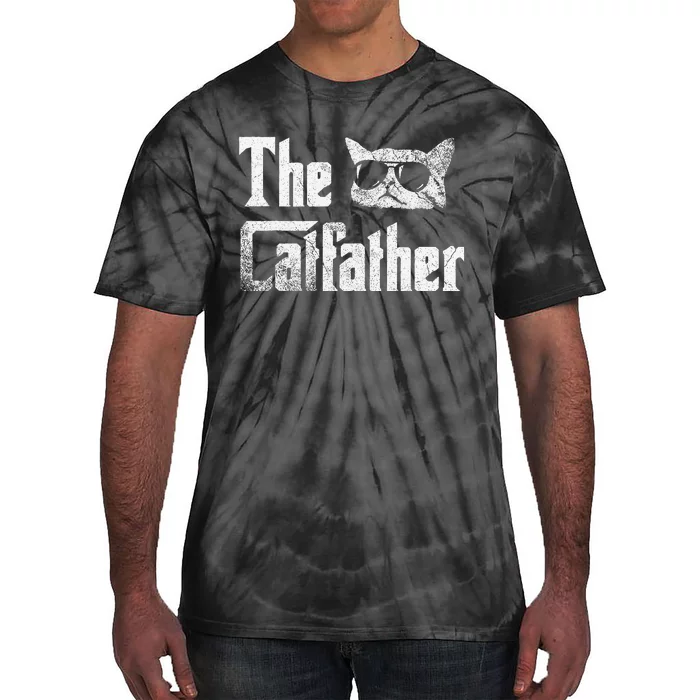 Funny The Catfather Cool Cat Daddy Glasses Gift Tie-Dye T-Shirt