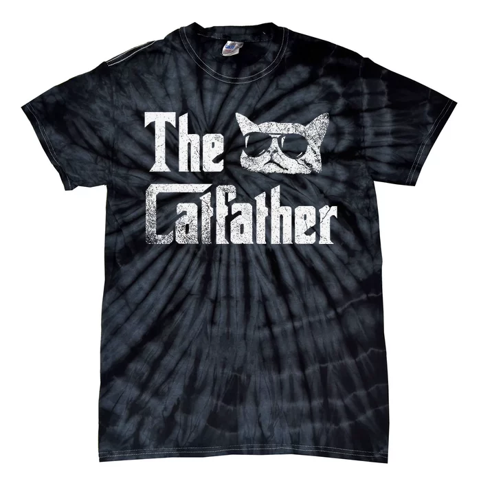 Funny The Catfather Cool Cat Daddy Glasses Gift Tie-Dye T-Shirt