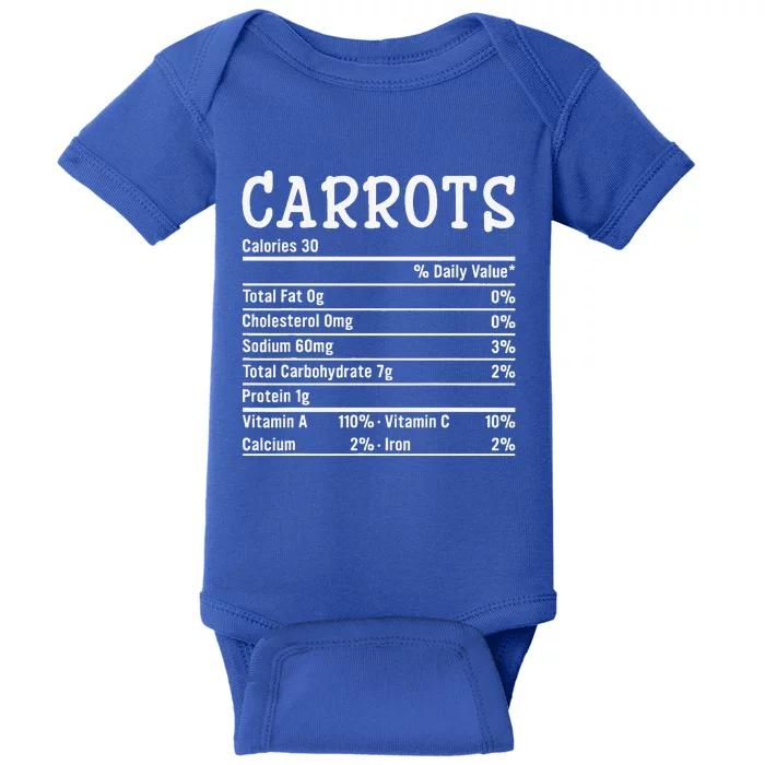 Funny Thanksgiving Christmas Food Facts Carrots Nutrition Baby Bodysuit