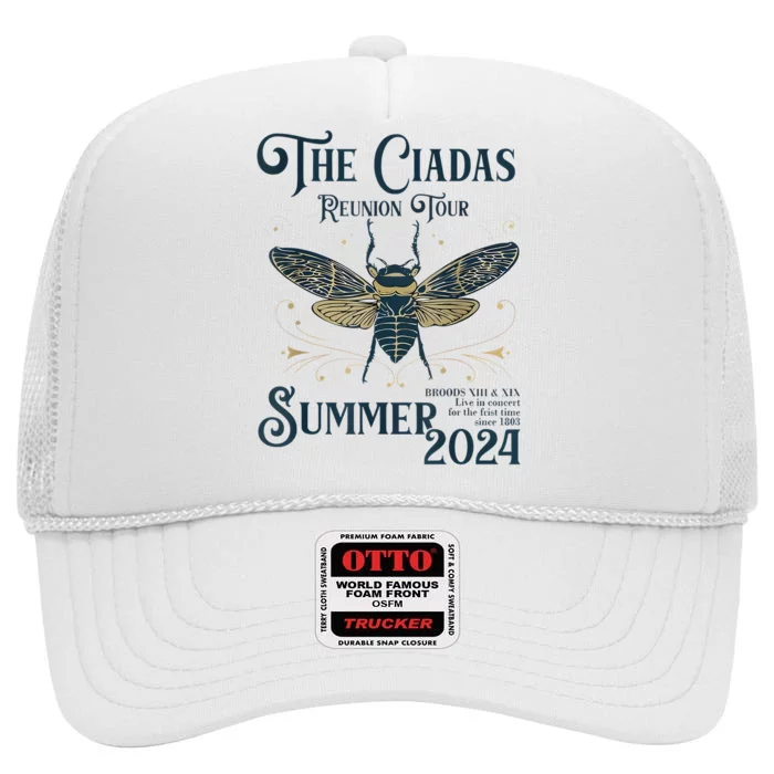 Funny The Cicadas Reunion Summer 2024 High Crown Mesh Trucker Hat