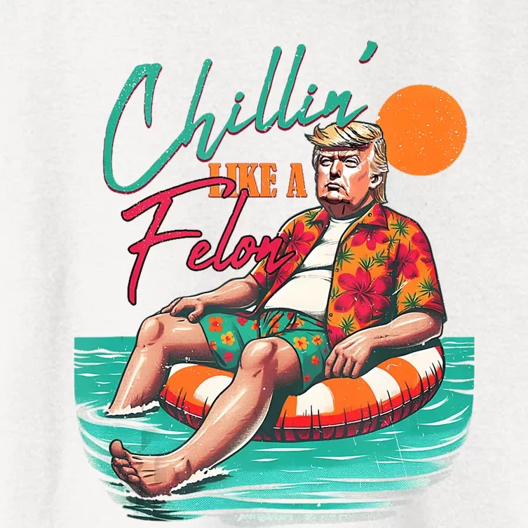 Funny Trump Chilling Like A Felon Summer 2024 Women's Crop Top Tee