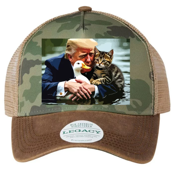 Funny Trump Cat And Duck Memes Christmas Halloween Vote Sign Legacy Tie Dye Trucker Hat