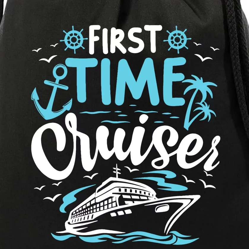 First Time Cruiser First Cruise Ship Vacation Trip 2024 Drawstring Bag