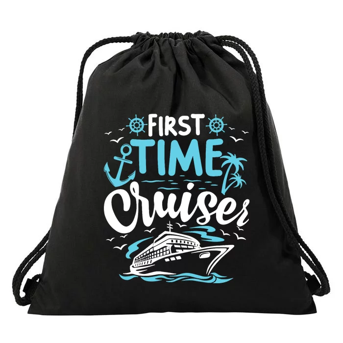 First Time Cruiser First Cruise Ship Vacation Trip 2024 Drawstring Bag