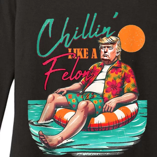 Funny Trump Chilling Like A Felon Summer 2024 Womens CVC Long Sleeve Shirt