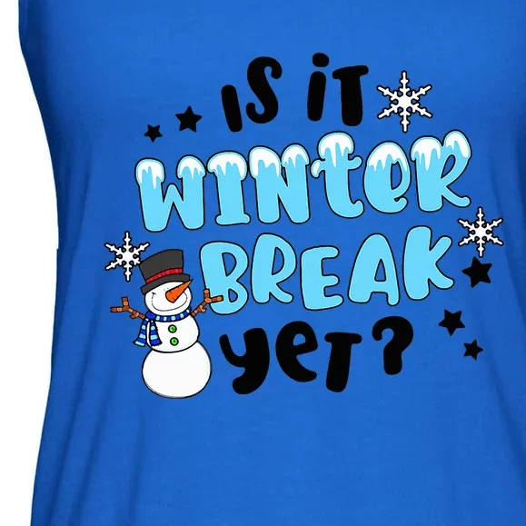 Funny Teacher Christmas Is It Winters Break Yet Cute Snowman Ladies Essential Flowy Tank