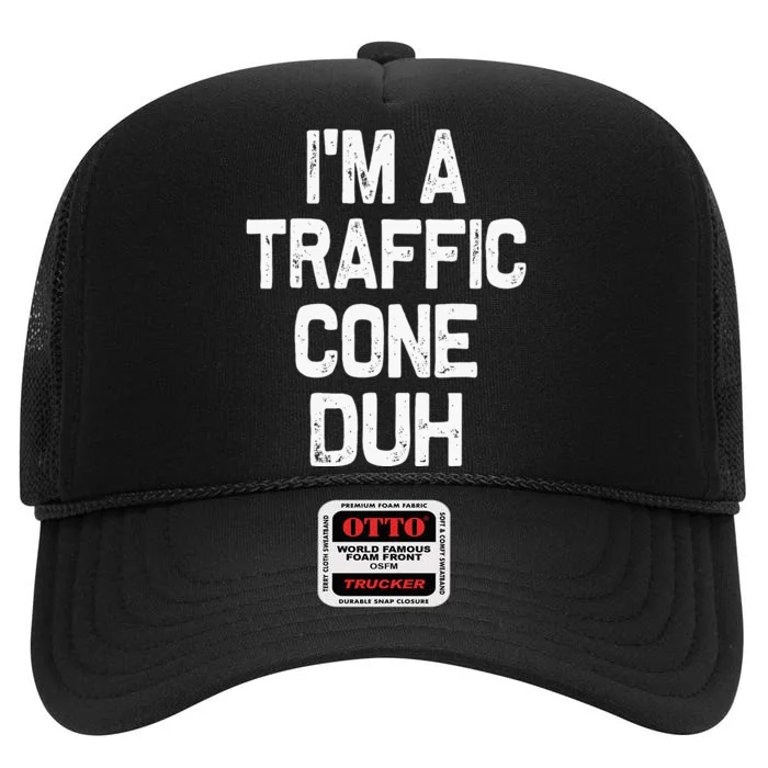 Funny Traffic Cone Halloween Outfit High Crown Mesh Trucker Hat