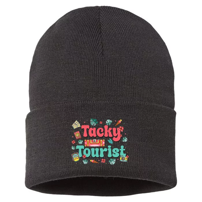 Funny Tourist Costume Tie Dye Tacky Traveler Tacky Tourist Gift Sustainable Knit Beanie