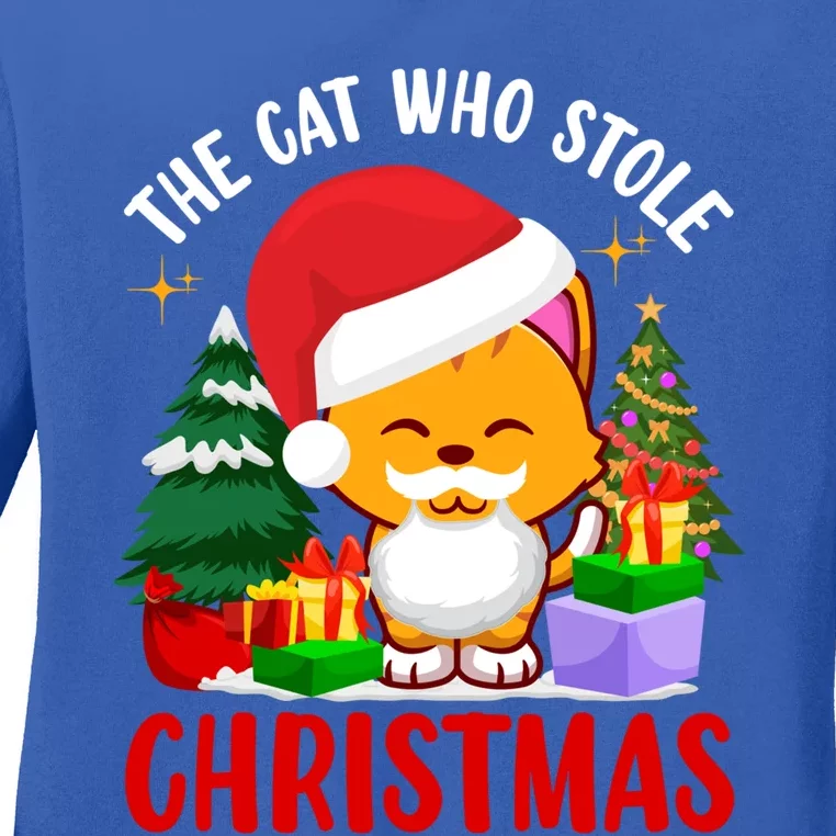 Funny The Cat Who Stole Christmas Great Gift Ladies Long Sleeve Shirt